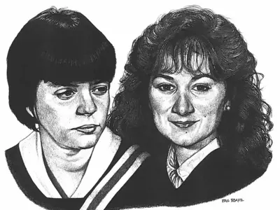 Sketch of Paula Zekl and Heather Cirone