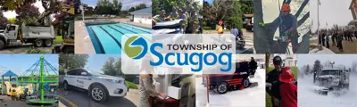 Collage of photos of Township staff with logo overlayed